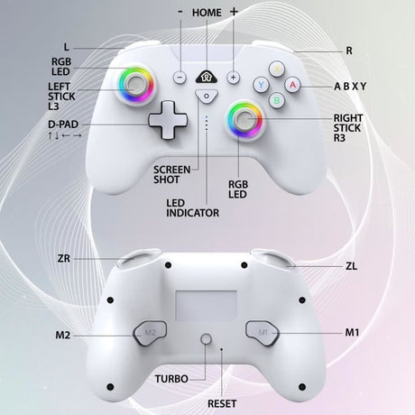 Manette sans fil - SUBSONIC - Switch 2 / Switch - LEDs programmables - Vibrations - Gyroscope - Blanc