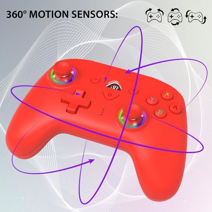 Manette sans fil - SUBSONIC - Switch 2 / Switch - LEDs programmables - Vibrations - Gyroscope - Rouge