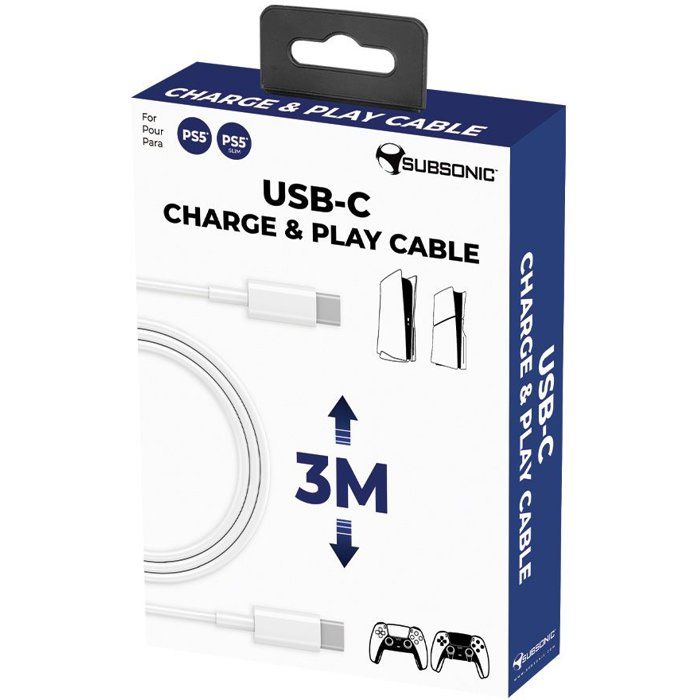Câble de recharge - SUBSONIC - PS5 - Longueur 3 m - USB-C vers USB-C