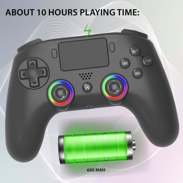 Manette sans fil - SUBSONIC - PS4 - LED - Vibrations - Prise casque - Noir
