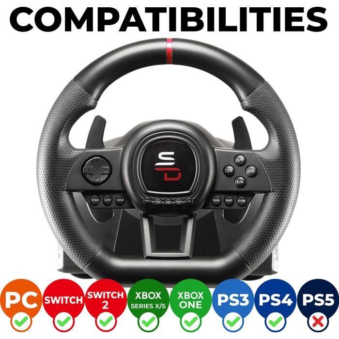 Volant de course - SUPERDRIVE - SV650 - Avec pédalier - Palettes - Vibrations - Multi-plateformes