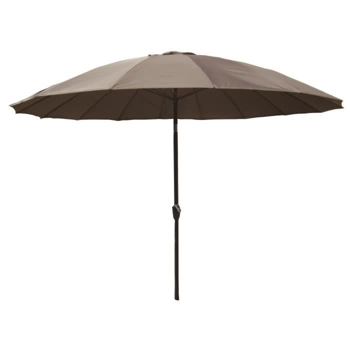 Parasol droit Shanghai inclinable - Diametre 3m - Mat aluminium et toile polyester 180g - Taupe