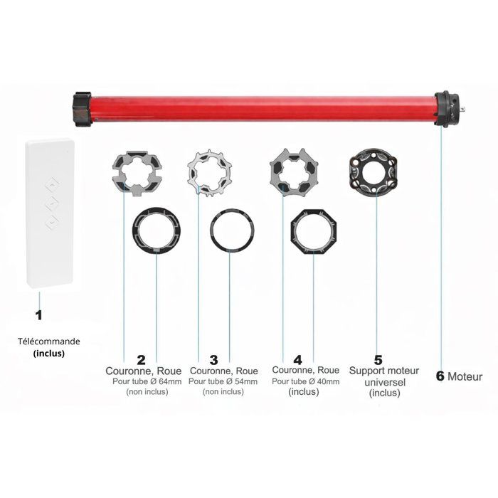 Moteur volet roulant radio + télécommande RM10MSB - SUPERROLLO - SR20906 -  Diametre 40 mm - 10 Nm - Poids max tablier 22 kg