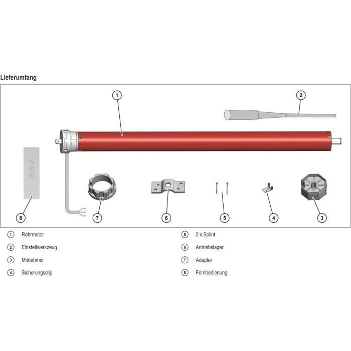 Moteur volet roulant radio + télécommande RM10MMB - SUPERROLLO - SR20915 - Diametre 60 mm - 10 Nm - Poids max tablier 22 kg