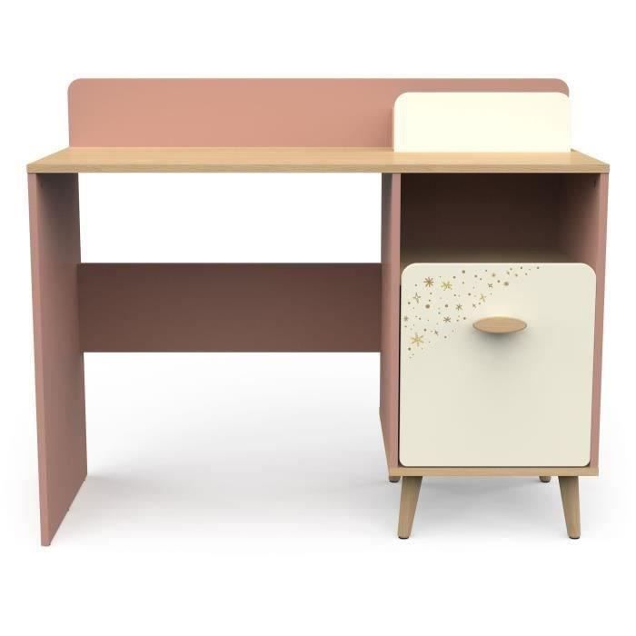 Chambre complete enfant - SUZIE - Lit 90 x 190 cm / Chevet / Bureau - Chene / Abricot - DEMEYERE