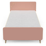 Ensemble Lit et table de chevet - SUZIE - 90 x 190 cm - Chene / Abricot - DEMEYERE