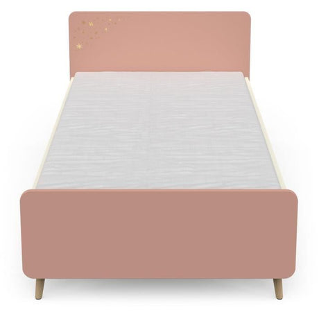 Ensemble Lit et table de chevet - SUZIE - 90 x 190 cm - Chene / Abricot - DEMEYERE