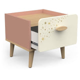 Ensemble Lit et table de chevet - SUZIE - 90 x 190 cm - Chene / Abricot - DEMEYERE