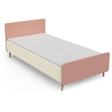 Ensemble Lit et table de chevet - SUZIE - 90 x 190 cm - Chene / Abricot - DEMEYERE