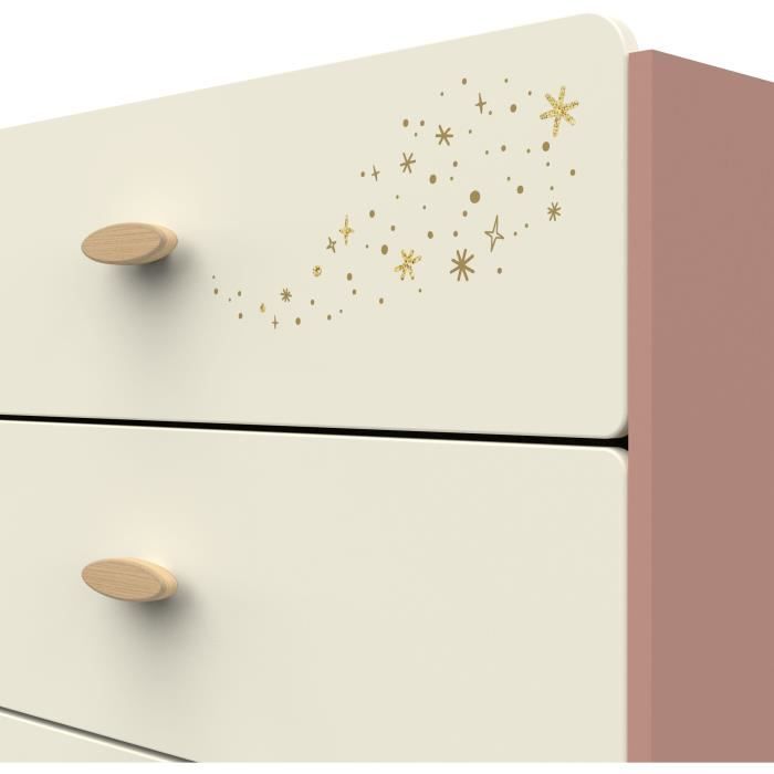 Commode SUZIE - 3 tiroirs - Couleur Chene et  Abricot - L86,9 x P39,6 x H88,5 cm - DEMEYERE