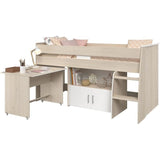 Lit combinÈ enfant Parisot ZOLA 90x200 cm - 2 portes - Avec bureau - DÈcor acacia clair et blanc