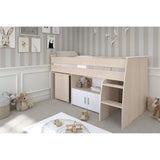 Lit combiné enfant Parisot ZOLA 90x200 cm - 2 portes - Avec bureau - Décor acacia clair et blanc