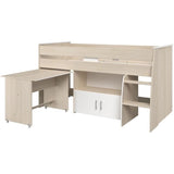 Lit combinÈ enfant Parisot ZOLA 90x200 cm - 2 portes - Avec bureau - DÈcor acacia clair et blanc