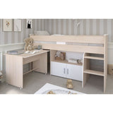 Lit combiné enfant Parisot ZOLA 90x200 cm - 2 portes - Avec bureau - Décor acacia clair et blanc