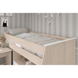 Lit combiné enfant Parisot ZOLA 90x200 cm - 2 portes - Avec bureau - Décor acacia clair et blanc