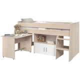 Lit combiné enfant Parisot ZOLA 90x200 cm - 2 portes - Avec bureau - Décor acacia clair et blanc