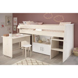 Lit combinÈ enfant Parisot ZOLA 90x200 cm - 2 portes - Avec bureau - DÈcor acacia clair et blanc