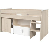 Lit combinÈ enfant Parisot ZOLA 90x200 cm - 2 portes - Avec bureau - DÈcor acacia clair et blanc