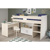 Lit combinÈ enfant Parisot ZOLA 90x200 cm - 2 portes - Avec bureau - DÈcor acacia clair et blanc