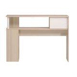 PARISOT Ensemble lit + tete de lit avec rangement - Style contemporain - Décor acacia clair et blanc - CHARLEMAGNE