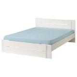 PARISOT Lit adulte - Contemporain - Décor blanc et blanc brillant - l 140 x L 190 cm - EDEN