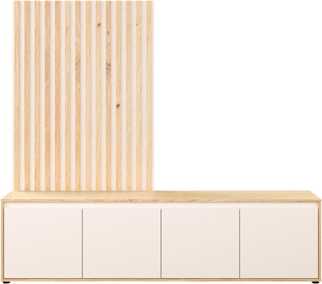 Meuble TV paroi - SKELPE - Sable / Chene - 4 portes - 188,3 x 42 x 169,7 cm