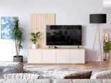 Meuble TV paroi - SKELPE - Sable / Chene - 4 portes - 188,3 x 42 x 169,7 cm