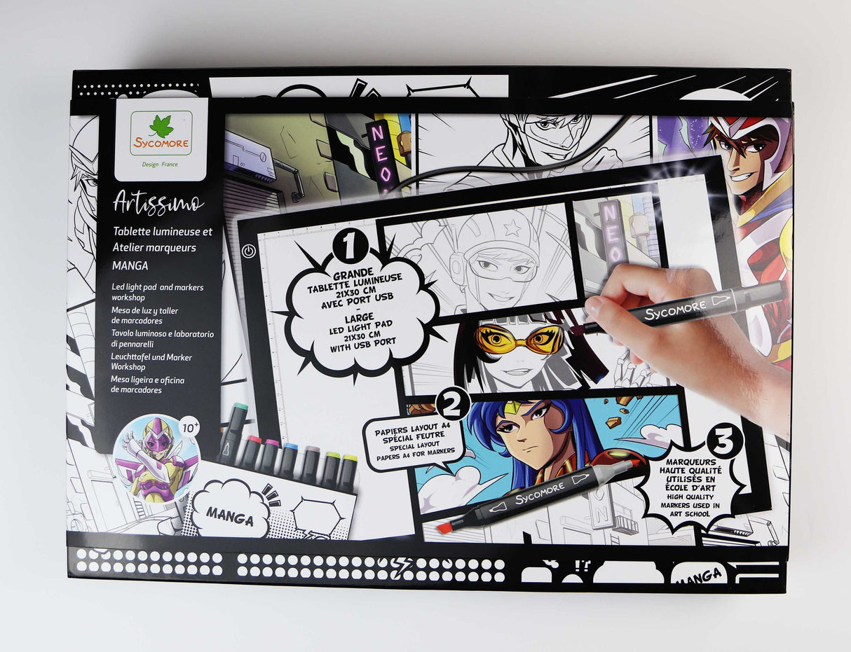 Tablette lumineuse XXL et atelier marqueurs - SYCOMORE - Artissimo - Manga - Des 10 ans