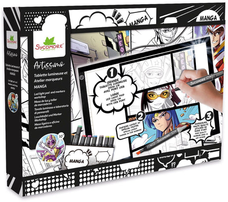 Tablette lumineuse XXL et atelier marqueurs - SYCOMORE - Artissimo - Manga - Des 10 ans