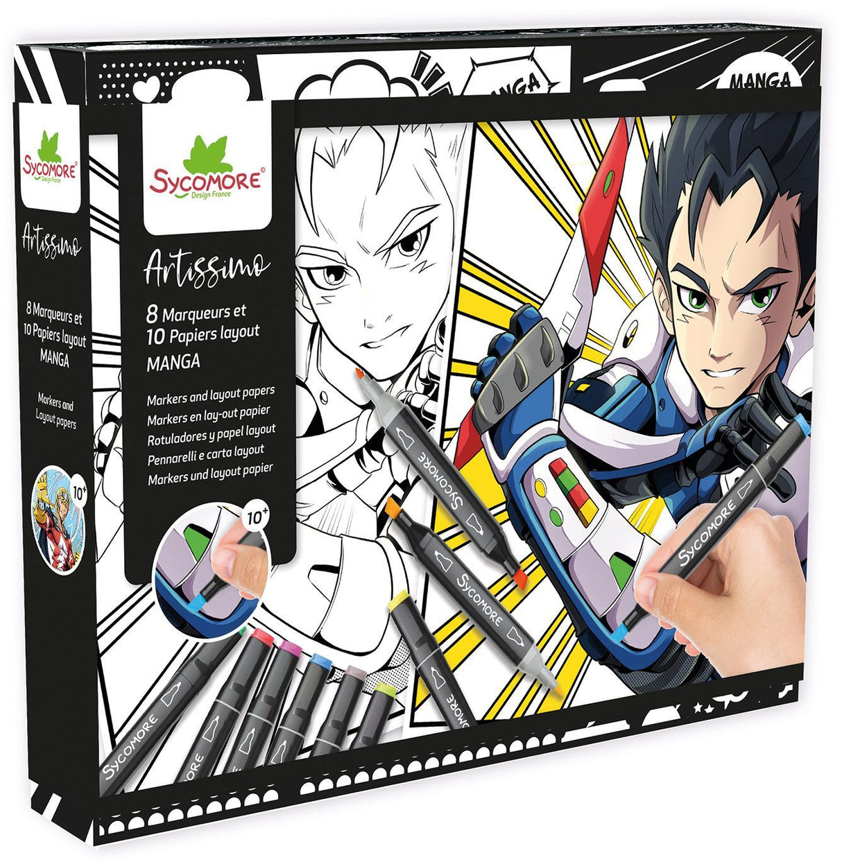 Coffret créatif - SYCOMORE - Layout et marqueurs - Manga Garçon - Des 10 ans