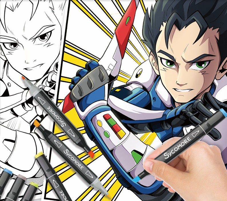 Coffret créatif - SYCOMORE - Layout et marqueurs - Manga Garçon - Des 10 ans