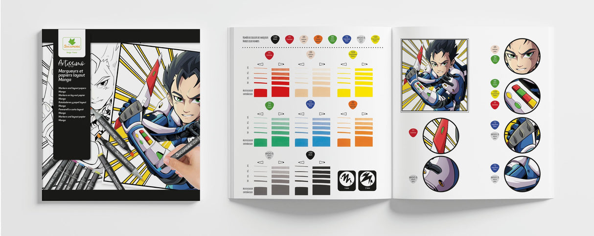 Coffret créatif - SYCOMORE - Layout et marqueurs - Manga Garçon - Des 10 ans