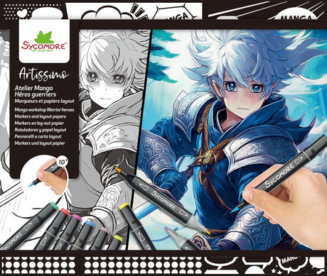 Coffret créatif - SYCOMORE - Layout et marqueurs - Héros guerriers - Des 10 ans