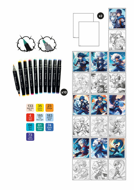 Coffret créatif - SYCOMORE - Layout et marqueurs - Héros guerriers - Des 10 ans