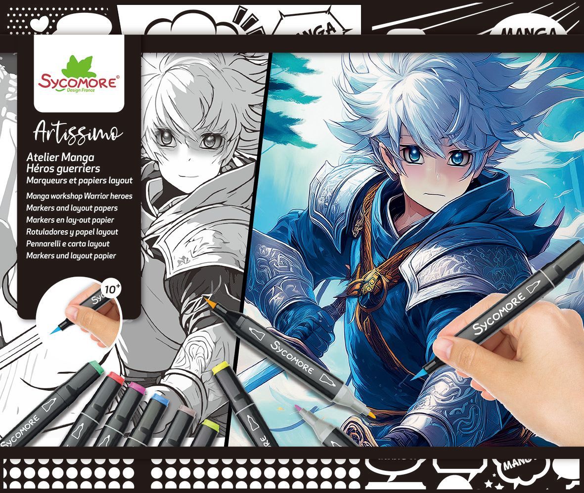 Coffret créatif - SYCOMORE - Layout et marqueurs - Héros guerriers - Des 10 ans