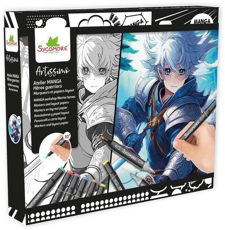 Coffret créatif - SYCOMORE - Layout et marqueurs - Héros guerriers - Des 10 ans