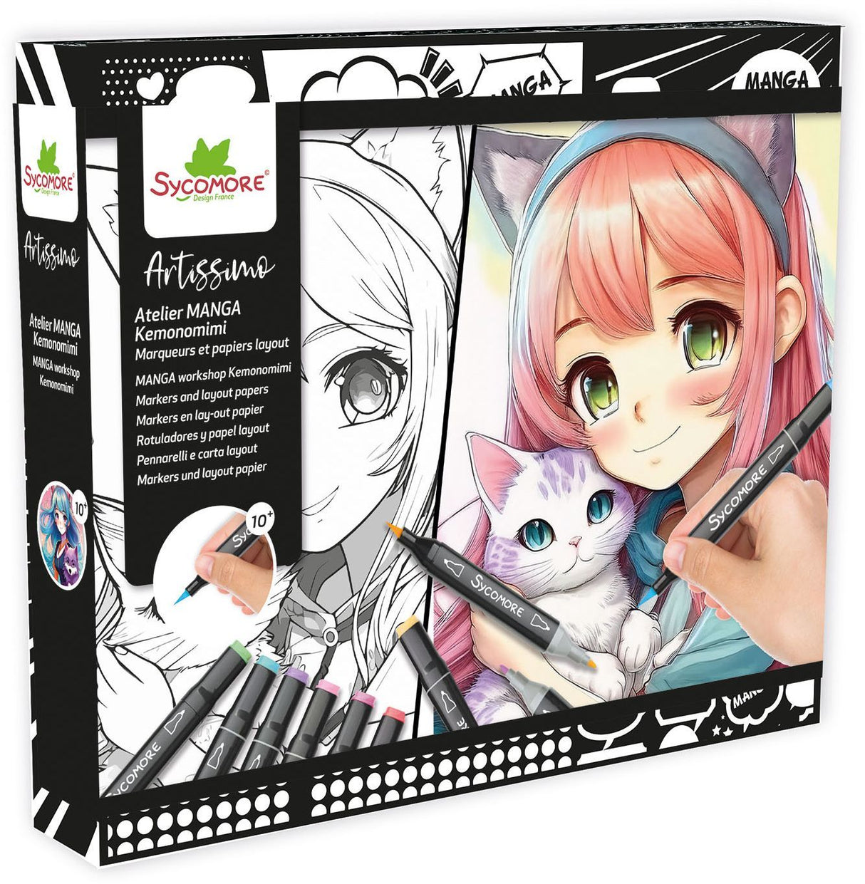 Coffret créatif - SYCOMORE - Layout et marqueurs - Kemonomimi - Des 10 ans