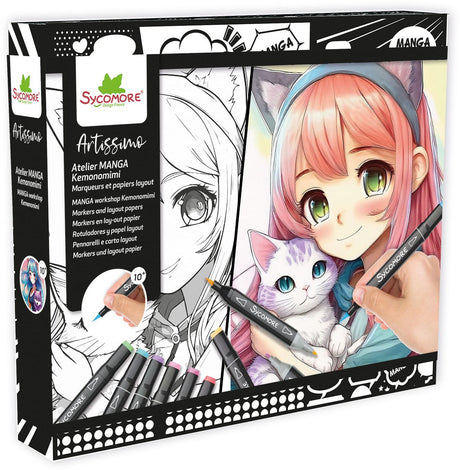 Coffret créatif - SYCOMORE - Layout et marqueurs - Kemonomimi - Des 10 ans