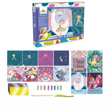 Tableaux a gratter et décorer - SYCOMORE - Contes magiques - Multicolores