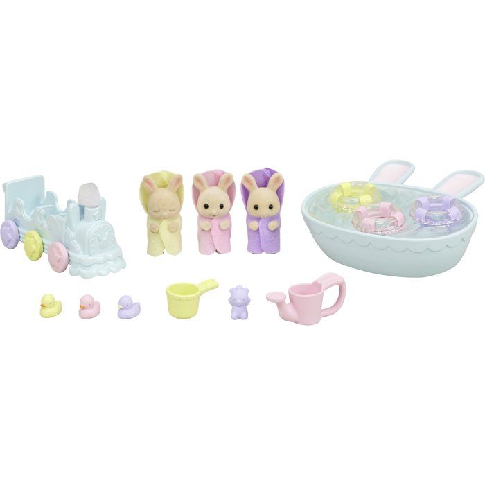 Les triplés Lapin Creme et accessoires de bain - Sylvanian Families - 5707