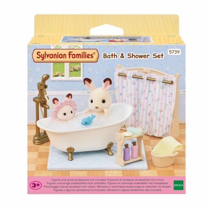 Le set baignoire et douche - SYLVANIAN FAMILIES - 5739 - Ensemble de salle de bain avec accessoires