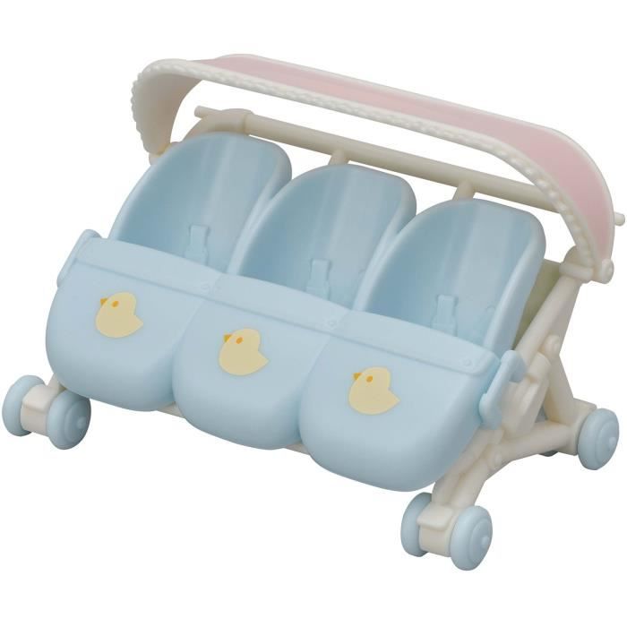 Poussette triple SYLVANIAN FAMILIES - Pour Enfant - Le village - Avec couverture amovible - Des 3 ans