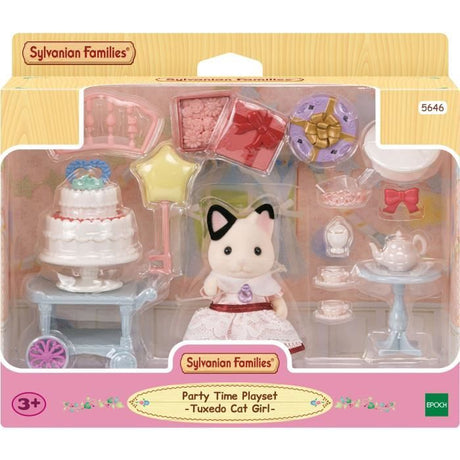 Figurines miniatures - SYLVANIAN FAMILIES - 5646 - La fille Chat bicolore et son goűter d'anniversaire