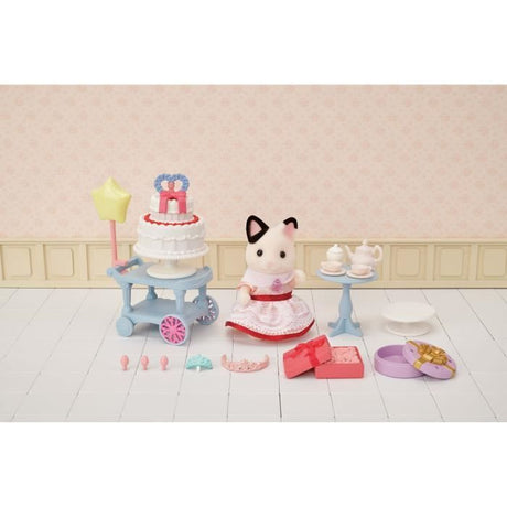 Figurines miniatures - SYLVANIAN FAMILIES - 5646 - La fille Chat bicolore et son goűter d'anniversaire