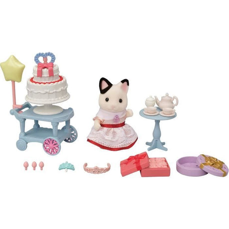 Figurines miniatures - SYLVANIAN FAMILIES - 5646 - La fille Chat bicolore et son goűter d'anniversaire
