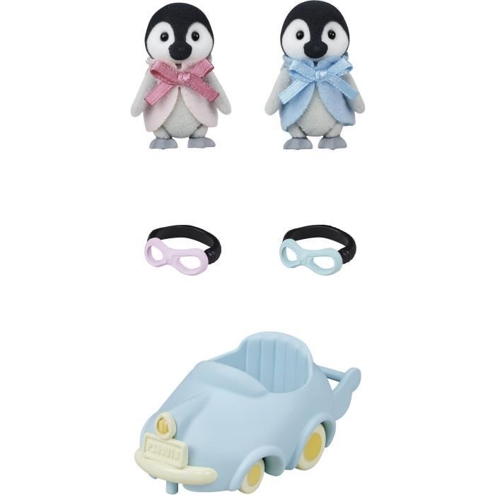 Poupée - SYLVANIAN FAMILIES - Les jumeaux Pingouin - Voiture et lunettes - Articulés