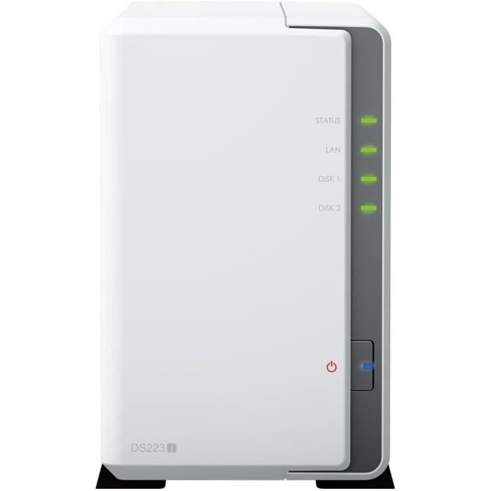Serveur NAS - SYNOLOGY - DS223J - 2 baies - SATA 6Gb/s - RAID 1 - RAM 1 Go