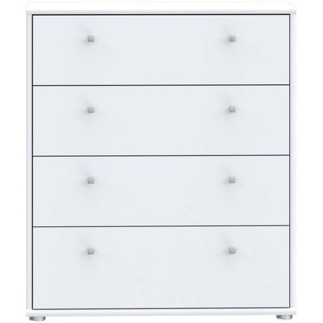 Commode TEMPRA 4 Tiroirs - Décor blanc – L 73,7 × P 34,8 × H 85,5 cm