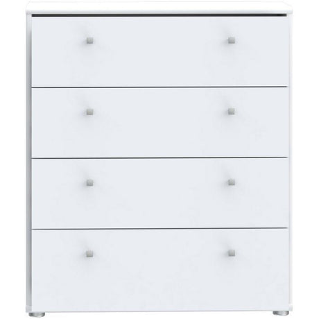Commode TEMPRA 4 Tiroirs - Décor blanc – L 73,7 × P 34,8 × H 85,5 cm