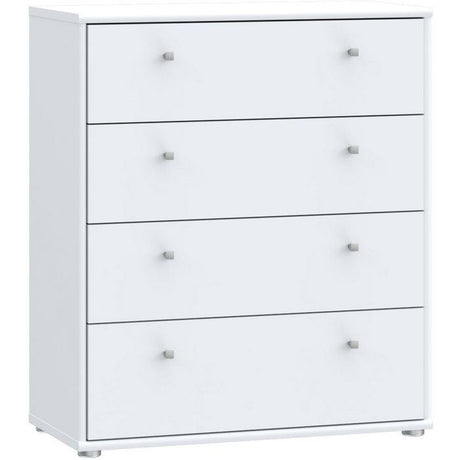 Commode TEMPRA 4 Tiroirs - Décor blanc – L 73,7 × P 34,8 × H 85,5 cm